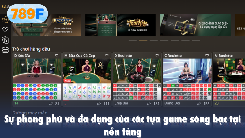 Sự phong phú và đa dạng của các tựa game sòng bạc tại nền tảng