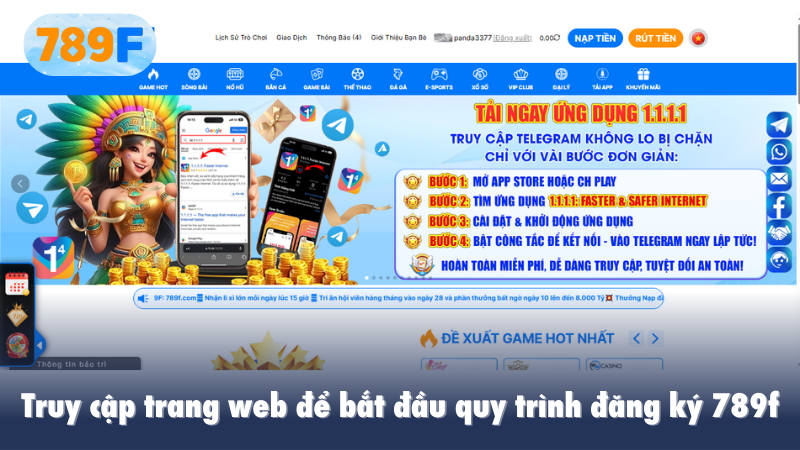 Truy cập trang web để bắt đầu quy trình đăng ký 789F