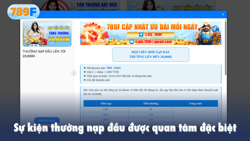 Sự kiện thưởng nạp đầu được quan tâm đặc biệt